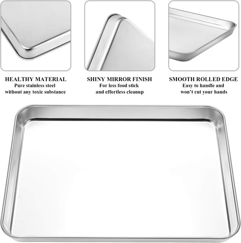 Baking Sheet with Cooling Rack Set, 2 Sheets + 2 Racks, Deedro Stainless Steel Cookie Half Sheets Baking Pan