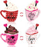 2 Pieces Double Side Wooden Coffee Sign for Valentines Day, Coffee Cup Tabletop Decoration for Holidays