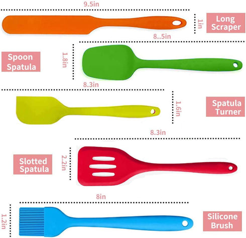 5Pcs Silicone Spatula Set Colorful Mini Spatulas - 480 F Heat Resistant Nonstick Versatile Kitchen Utensil Set for Baking, Mixing, Cooking, Dishwasher Safe by suntchen