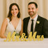Mandala Crafts Gold Wooden Mr & Mrs Signs for Wedding Decorations, Reception & Sweetheart Table Decor