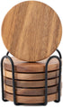 WLWNWFT Wood Coasters for Drinks Tabletop Protection with Holder Set of 6,