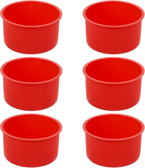 4 Inch Silicone Mini Cake Molds, Round Non-Stick Baking Pan, Reusable Cake Pans for Muffin, Cupcake, Layer Cake (Red,