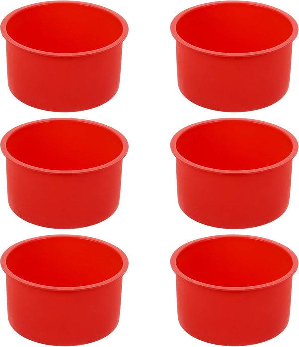 4 Inch Silicone Mini Cake Molds, Round Non-Stick Baking Pan, Reusable Cake Pans for Muffin, Cupcake, Layer Cake (Red,
