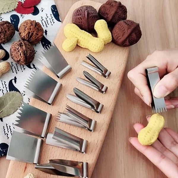 Silver Stainless Steel Walnut Clip, Baking Bread Dessert Decoration Tool for Peanut Engraving, Kitchen and Dining