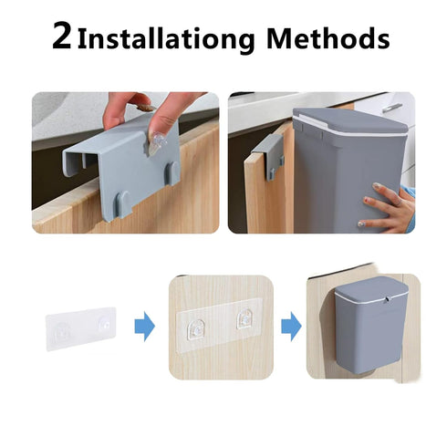TOPROAD 2.4 Counter Kitchen Hanging Trash Can, Gallon Wall Mounted Waste Compost Bin, Small Garbage Can with Lid