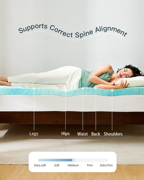 PERLECARE 2 Inch Twin Memory Foam Mattress Topper, Cooling Gel Infused Pad for Pressure Relief Back Pain, CertiPUR-US