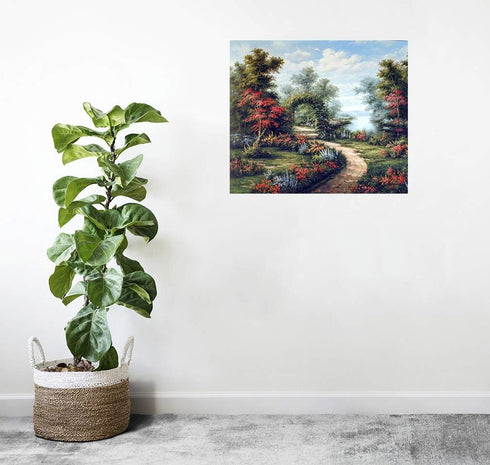 Landscape Wall Decor Garden Path Under Flower Arch Scenic? Art Print Poster (16x20)