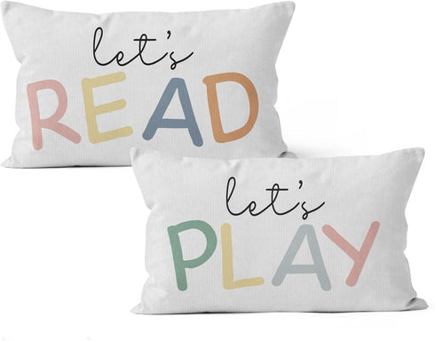 HIWX Kids Playroom Decor, Classroom Throw Pillows Cover,Let's Read Play Decorative 12