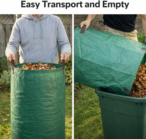 3-Pack 80 Gardzen Gallon Yard Waste Bags, Reusable Heavy Duty Collapsible Garden Leaf Bags with Plastic Ring, Stand-Up