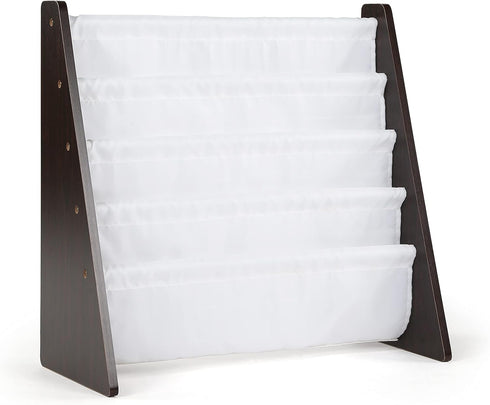 Humble Crew 4-Tier Kids Bookshelf, Espresso Wood/White - Premium Book Shelf for
