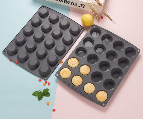 Webake Mini Muffin Cupcake Tin Pan Silicone Non-stick Baking Mold for Mini Pie, Quiche, Tartlet, Mini Muffin Top, Keto Fat Bomb, Pack of 2 by Webake