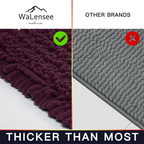 Walensee Bathroom Rug Non Slip Bath Mat, 36x24 Inch Plum Purple, Water Absorbent Super Soft Shaggy Chenille Machine