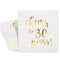 Juvale Cheers to 30 Years Cocktail Napkins, 5 x 5 In, 3-Ply White & Gold Foil, 50 Pack