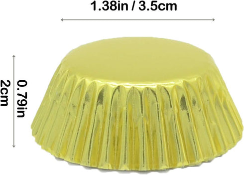 Mini Gold Foil Cupcake Liners, Muffin Baking Cups for Party and More, 300-Count
