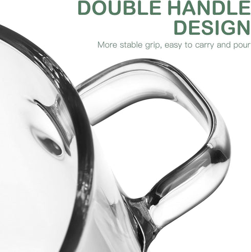 GANAZONO Clear Borosilicate Cooking Pot with Lid, Handle, Stovetop Simmer Pot, 1900ML