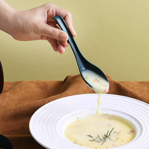 ECO Friendly Dinner Soup Spoon Set of 12, Made of Food Grade PP, BPA Free, Dark Green