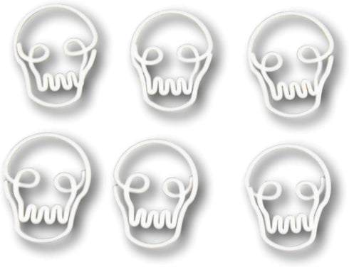 100 Count Skull Head Skeleton Shaped Paper Clips, White, Great for Collectors or Office Gift, Comes in Round Tin