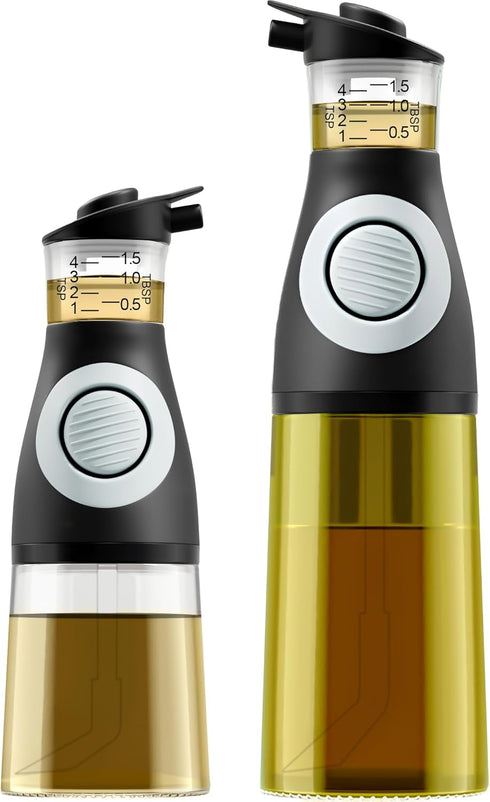 Oil and Vinegar Dispenser Set - Glass Olive Oil Cruet Bottles with