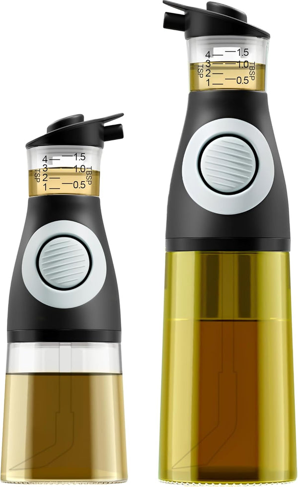Oil and Vinegar Dispenser Set - Glass Olive Oil Cruet Bottles with