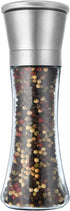 Pepper Grinder or Salt Grinder with Adjustable Coarseness, Ceramic Blades, Refillable Tall Glass Body (6OZ, 7.5")