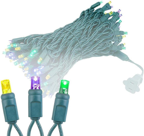 Novelty Lights 50ft 100 LED Yellow/Purple/Green Mardi Gras Lights Outdoor/Indoor, 6" Spacing,