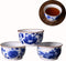 Chinese Handmade Kungfu Tea Cup 60 ml, Blue and White Bone China Tea Cups Set of 3