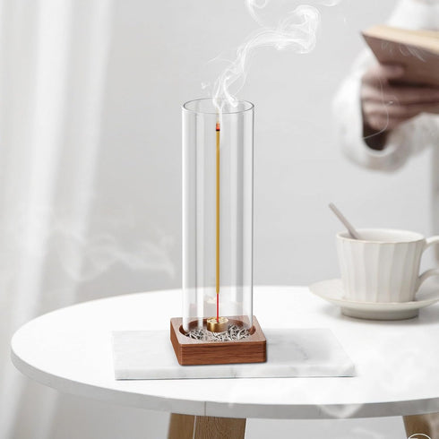 Incense Holder for Sticks - Ash Catcher with Removable Glass, Mess-Free Incense Burner for Meditation Relaxation