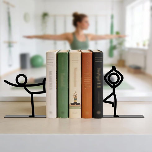Metal Bookends Yoga-Style Bookends Decorative Cute Book Ends for Shelves Reading Decor Bookshelf Decor Book Stoppers
