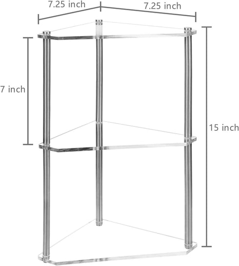 3 Counter MyGift Tier Corner Shelf for Desk, Triangle Shelf Storage Organizer Stand, Acrylic Corner Shelf Display