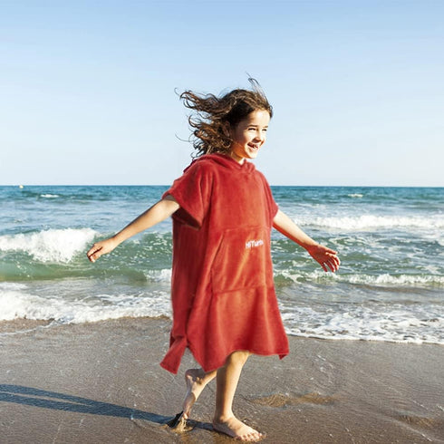 5-12 Hiturbo Kids Towel Changing Robe: Soft Plush Bath Towels - Warm Coral Fleece Hoodie - Swim Surf Poncho for Years