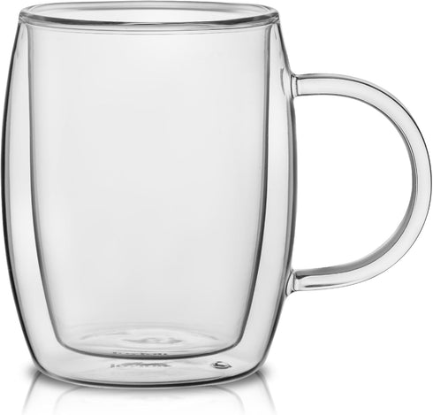 13.5-Ounce Set 2 JoyJolt Double Wall Glasses Insulated Mugs Double Walled Glass Cups For Coffee Tea