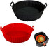 Air Fryer Silicone Pot, Silicone Basket Bowl for 3 to 5 Qt Air Fryer Oven, Reusable Baking Tray (Red+Black)