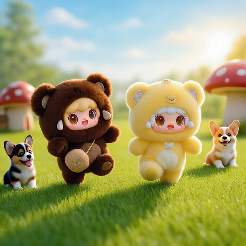 Yooki Cute Plush Pendant Blind Box,Random Vinyl Dolls Surprise Birthday Gifts,Single Mystery Box-Take A Bite of Bear