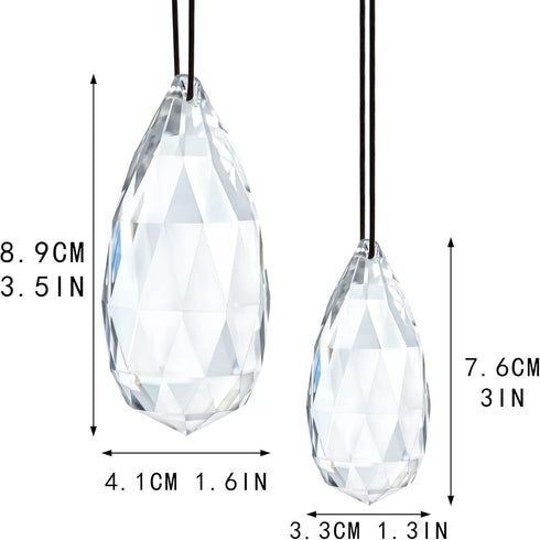 Set 2 (76mm,89mm) Crystal Prism Clear Faceted Glass Olive Prisms Chandelier Crystal Hanging Ornaments for Christmas