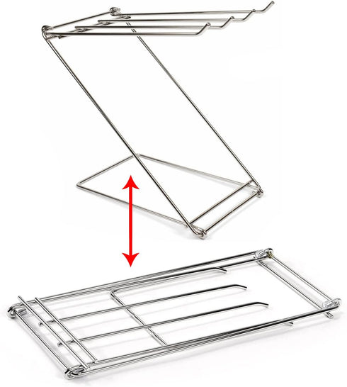 Stainless Steel Washcloth Holder - 4 Arms Folding Towel Drying Rack for Kitchen Countertop, Bathroom, Silver