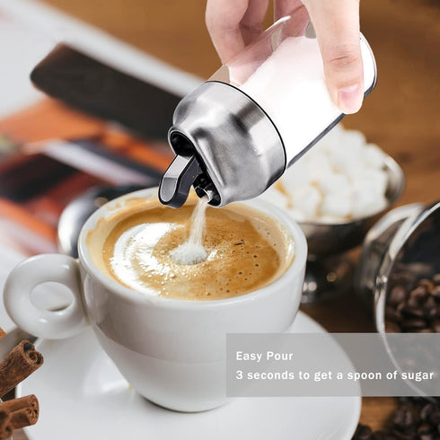 Aelga Glass Sugar Dispenser with Pour Spout, Weighted Pourer for Coffee, Tea, and Baking