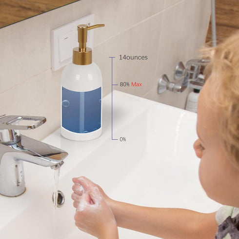 Natheeph 14OZ Ceramic Soap Dispenser, White Pump for Bathroom/Kitchen Liquid Filling