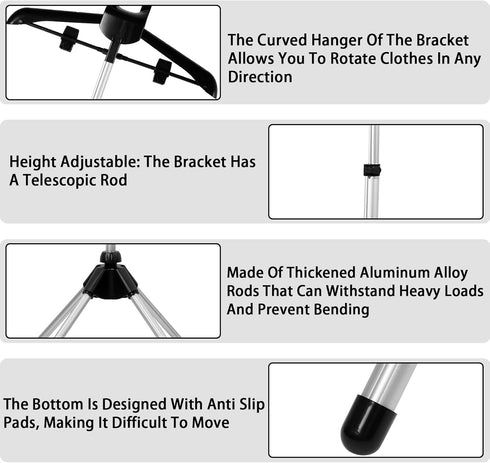 DJAPWPX Telescopic Garment Steamer Rack, Height Adjustable Clothes Steamer Holder, Foldable Standing Hanger