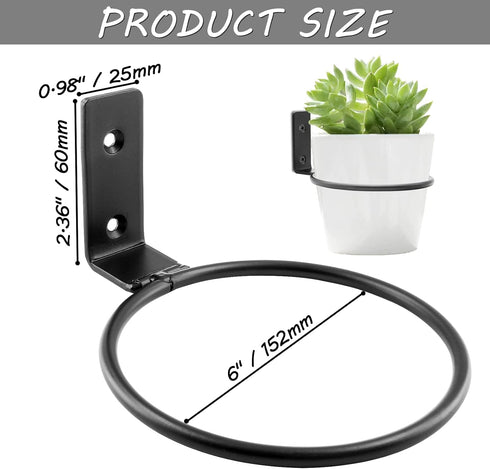 Jiozermi 2 Pack 6 inch Set Flower Pot Holder Ring, Flower Pot Holder Ring Wall Mounted Wall Mounted Metal Planter