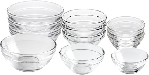 Glass Prep Bowl Sets, 12-Piece Clear Small Pinch Bowls for Salt, Spices, and Chopped Ingredients - 1.5oz/2.5oz/3.5oz