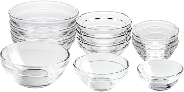 Glass Prep Bowl Sets, 12-Piece Clear Small Pinch Bowls for Salt, Spices, and Chopped Ingredients - 1.5oz/2.5oz/3.5oz