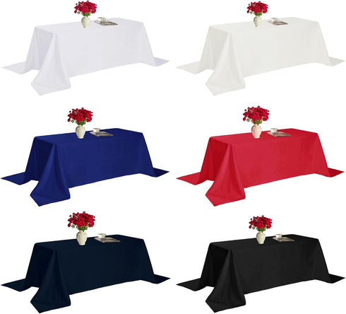 Fokitut 6 Pack Rectangle Tablecloth, 60x102 Inch, Stain Resistant Polyester Table Cover for Kitchen Dining