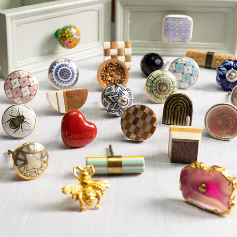 IndianShelf 4 Pack Multicolor Bicycle Flat Vehicle Ceramic Drawer Knobs, Kitchen Cabinet Knobs, Decorative Dresser