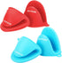 2 Pairs Mini Oven Gloves - Silicone Heat Resistant Cooking Pinch Mitts Potholder for Kitchen Cooking & Baking (Red and