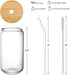 4pcs Set Drinking Glasses with Bamboo Lids & Glass Straws - 16oz Can Shaped Cups, Ideal for Beer, Iced Coffee,