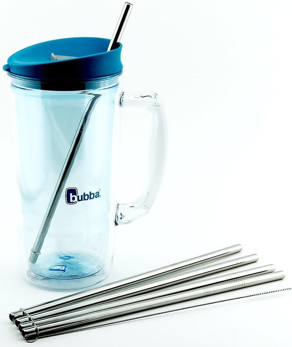 4 Pack Cocostraw for Bubba Envy 32 & 48 oz Tumbler, Stainless Steel Drinking Straws with Cleaning Brush