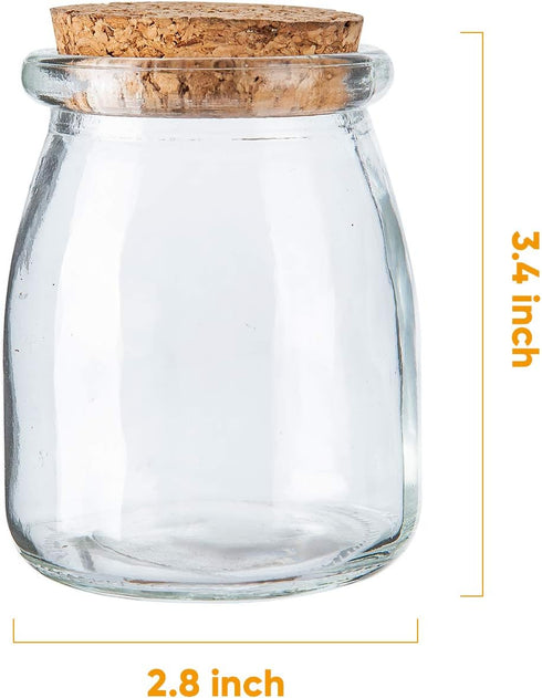 Brajttt 30 Pack, 7 oz Mini Yogurt Jars Glass Favor Jars with Cork Lids, Pudding Containers with Lids, Mason Jar Wedding