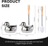 Set 7.5" Toilet Brush Holder - Ceramic Silver Toilet Scrubber Brush with Duck Base, Bathroom Cleaning Brush, Cute