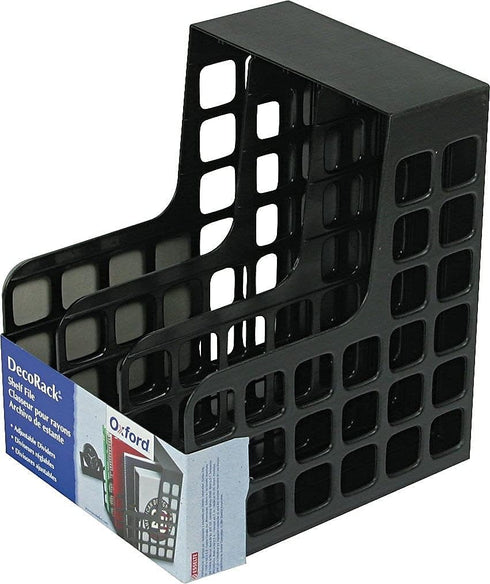 Oxford Decorack Plastic Magazine File, 1 per Box, Black, 2 Dividers, 9W x 10-5/8D x 12H