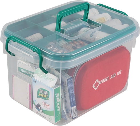 Yesdate 1 Pack Plastic Medicine Storage Kit with Tray, First Aid Storage Box